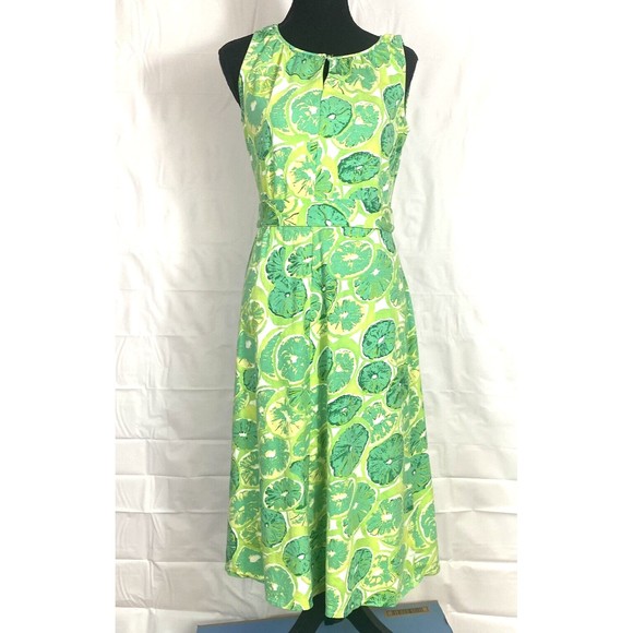 Lands End Green Floral Pullover Knit Tank Dress Womens Size 6-8 - Picture 1 of 8